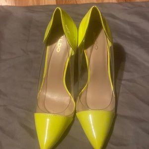 Yellow and clear heels